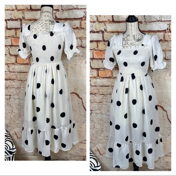 ❌Boutique NWT White Rockabilly 50s Polka Dot Dress - Picture 2 of 11